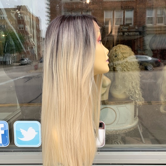 Ash blonde ombré long wig Lacefront 2020 main image 7